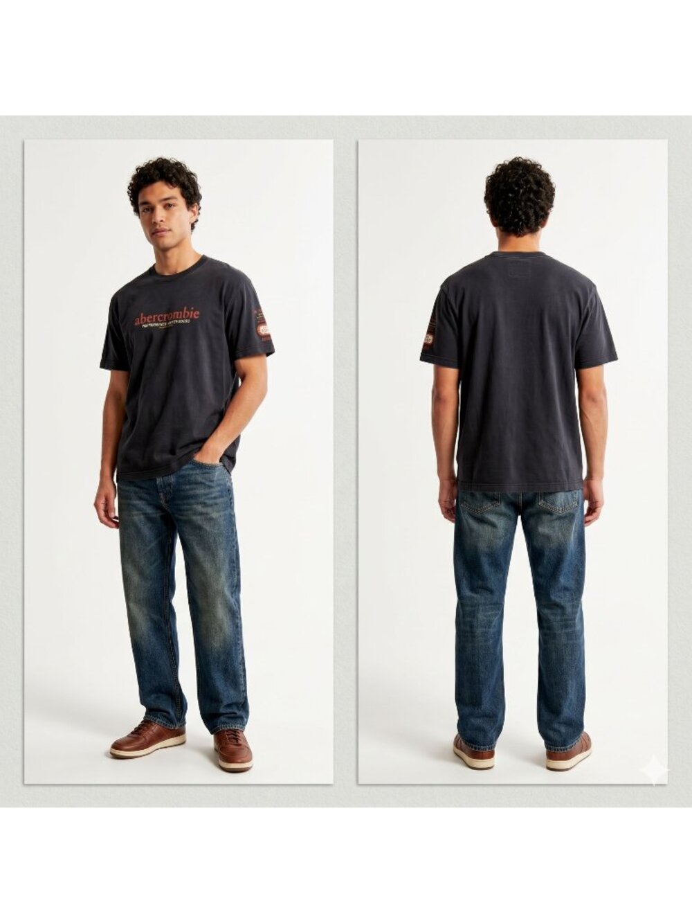 Abercrombie Mens T-Shirt Large Blue Performance Driven Good Graphic Print Tee